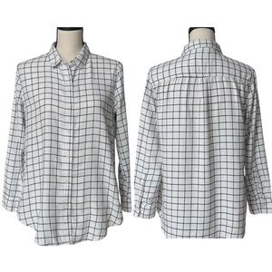 Banana Republic Cream and Black Grid Shirt